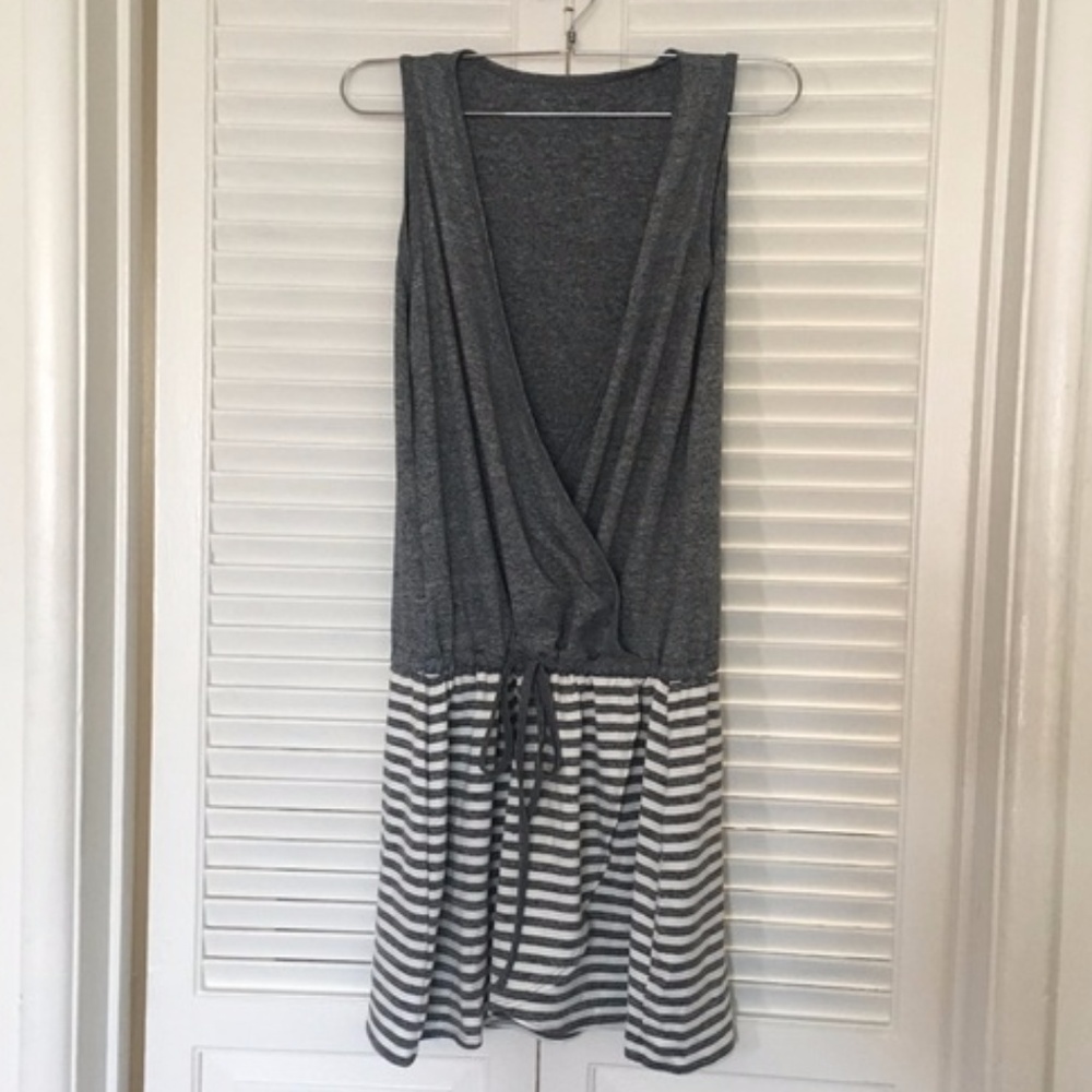 Heather Grey Mapale Dress w/ Horizontal Stripes